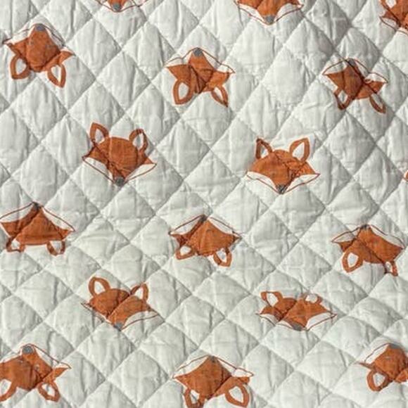 Bacati 100% Cotton Fox Arrows Orange Gray Diaper Changing Table Elastic Cover - Picture 2 of 4